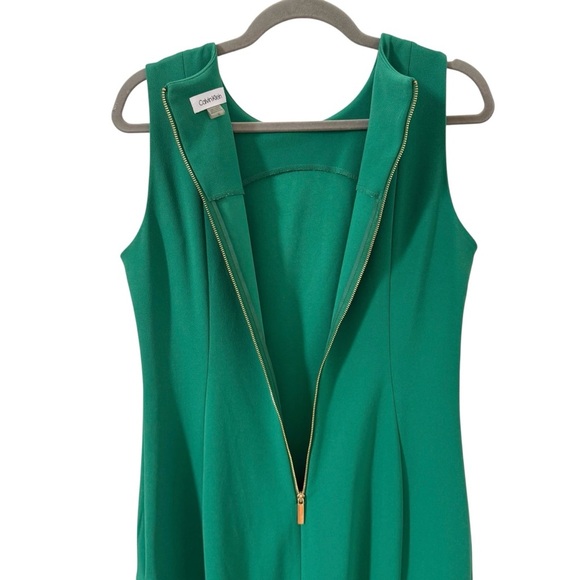 Calvin Klein Flounce Hem Midi Sheath Dress Green Size 10 - Picture 10 of 12